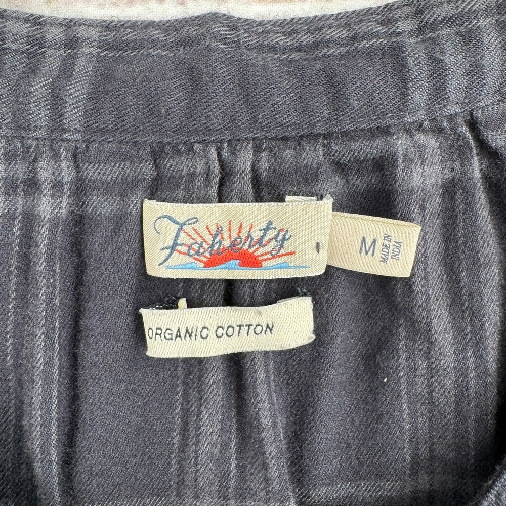 Faherty Button Down Top Womens Medium Grey Plaid Organic Cotton WTH2101-ASP - Picture 4 of 9